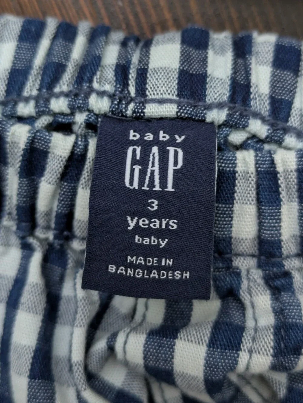 GAP Baby Navy and White Gingham Ruffle Set, Size 3, Cotton